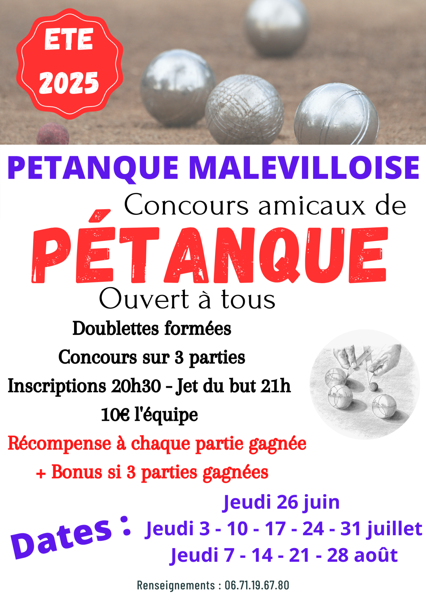 Lire la suite à propos de l’article Concours de pétanque – été 2025